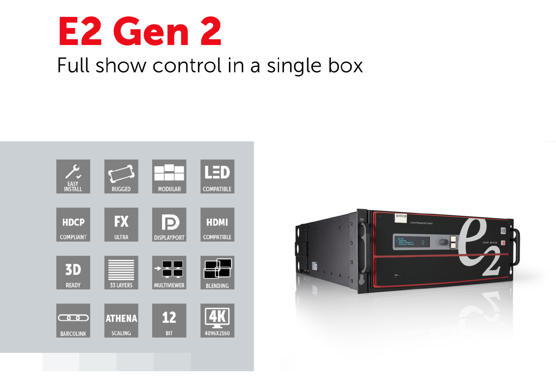 Barco E2 Gen2 Full Show Controller-济南投影机租赁-济南视频制作-济南新媒体-济南光影秀制作-济南演艺设备 ...